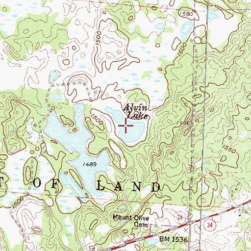 Topographic Map of Alvin Lake, MN