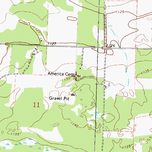 Topographic Map of America Cemetery, MN