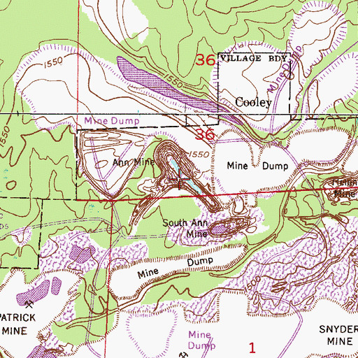 Topographic Map of Ann Mine, MN