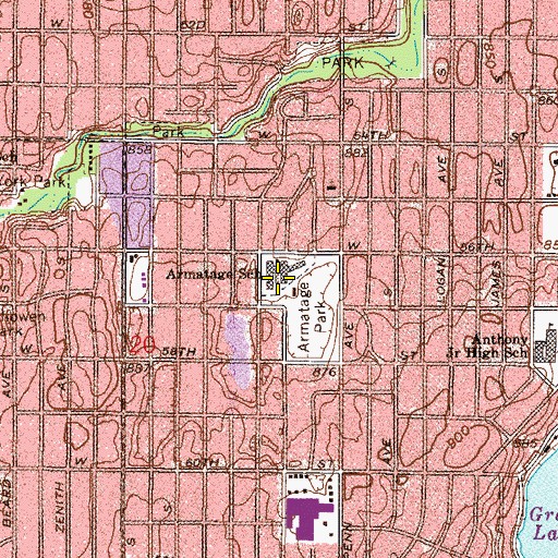 Topographic Map of Armatage Montessori School, MN