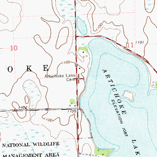 Topographic Map of Artichoke Lake Cemetery, MN