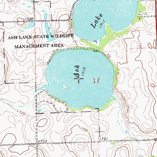 Topographic Map of Ash Lake, MN