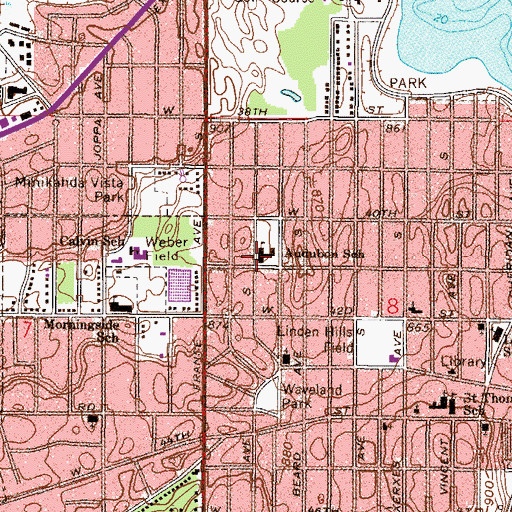 Topographic Map of Audubon School, MN