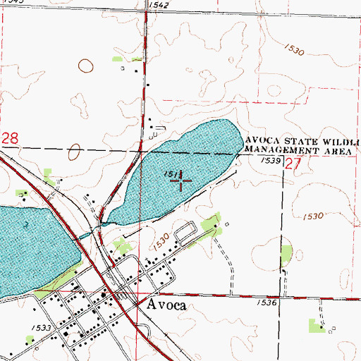 Topographic Map of Avoca State Wildlife Management Area, MN
