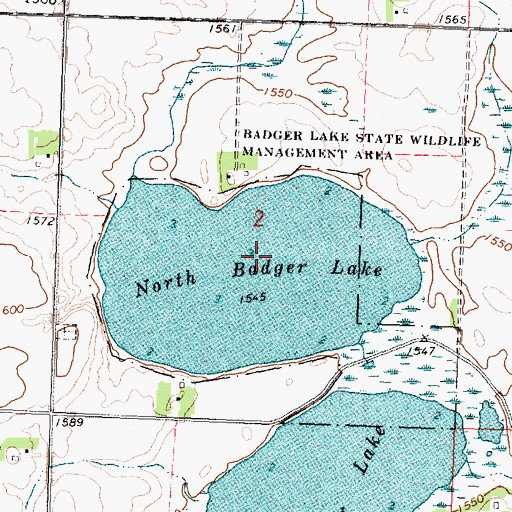 Topographic Map of Badger Lake State Wildlife Management Area, MN