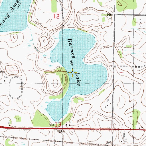 Topographic Map of Barnes Lake, MN