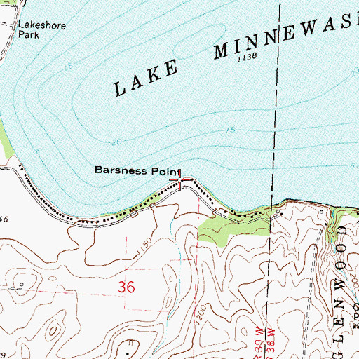 Topographic Map of Barsness Point, MN