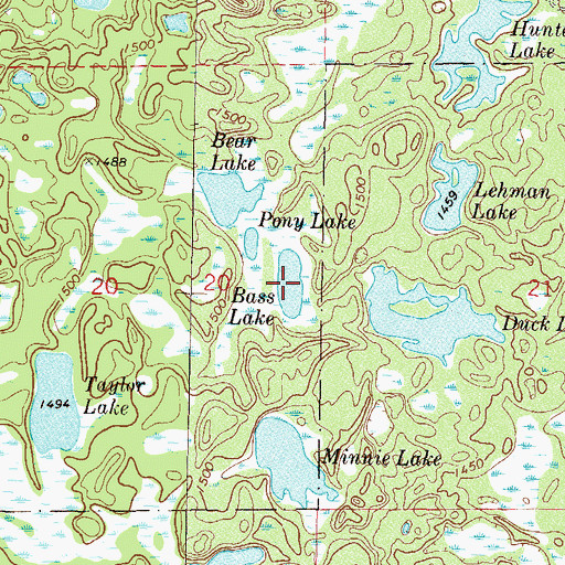 Topographic Map of Bass Lake, MN