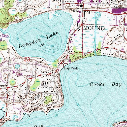 Topographic Map of Bay Park, MN