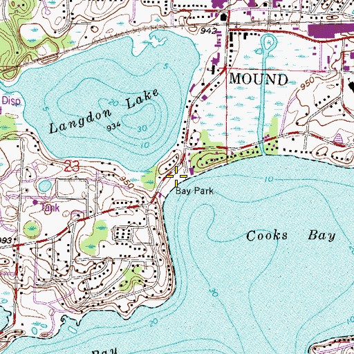 Topographic Map of Bay Park, MN