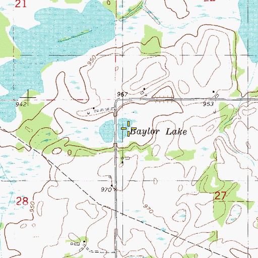 Topographic Map of Baylor Lake, MN