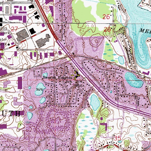 Topographic Map of Beacon Heights School, MN