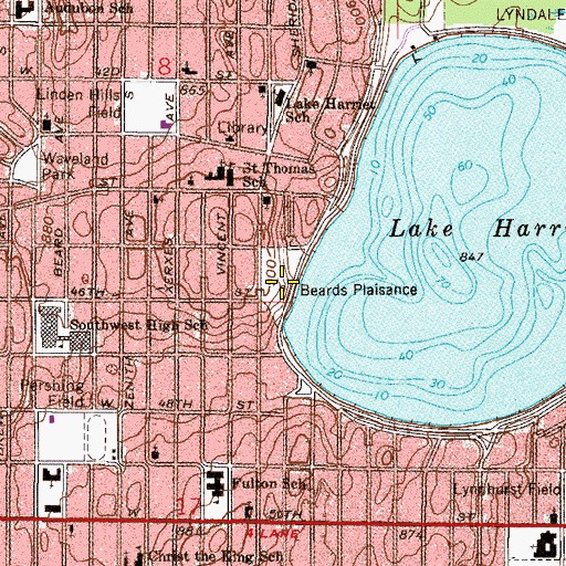 Topographic Map of Beards Plaisance, MN