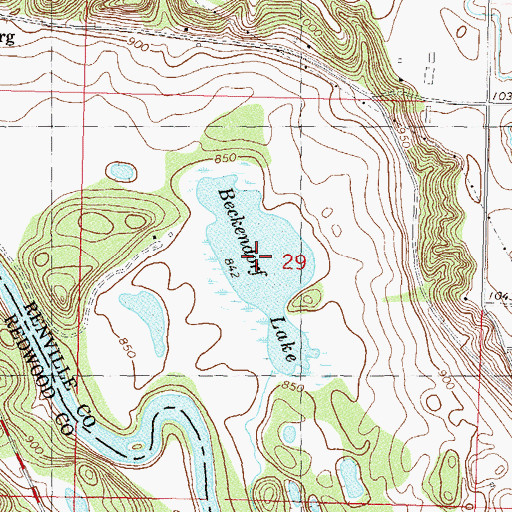 Topographic Map of Beckendorf Lake, MN