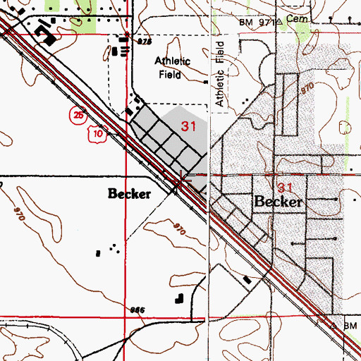 Topographic Map of Becker, MN