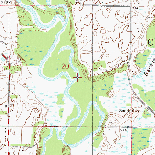 Topographic Map of Beckins Creek, MN