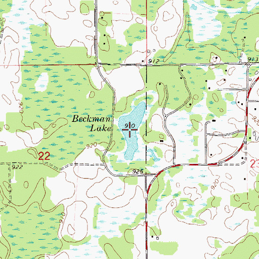 Topographic Map of Beckman Lake, MN