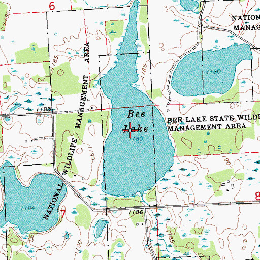 Topographic Map of Bee Lake, MN