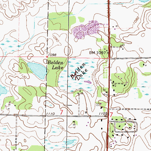 Topographic Map of Belden Lake, MN