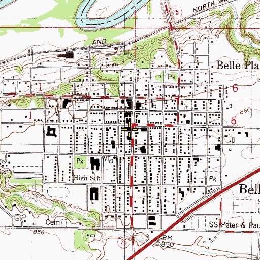 Topographic Map of Belle Plaine, MN