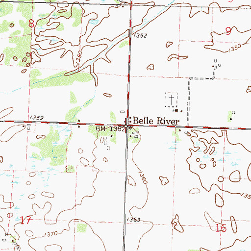 Topographic Map of Belle River, MN