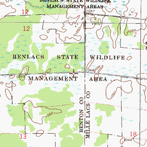 Topographic Map of Benlacs State Wildlife Management Area, MN