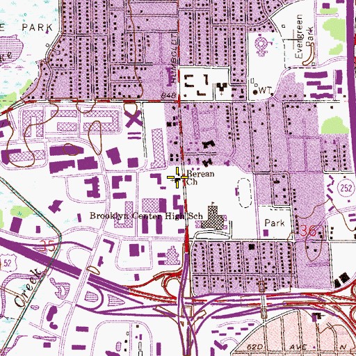 Topographic Map of Berean Church, MN