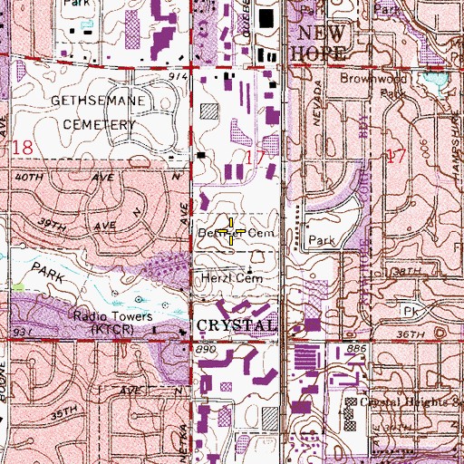 Topographic Map of Beth El Memorial Park, MN