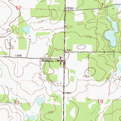 Topographic Map of Bethany Church, MN