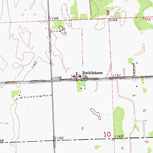 Topographic Map of Bethlehem Church, MN