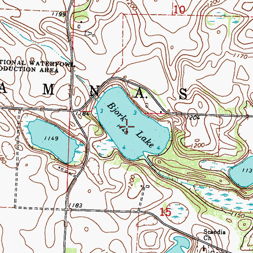 Topographic Map of Bjork Lake, MN