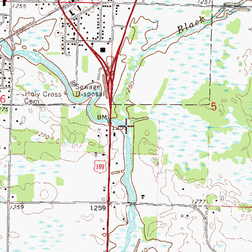 Topographic Map of Black Brook, MN