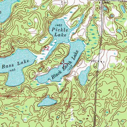 Topographic Map of Black Earth Lake, MN