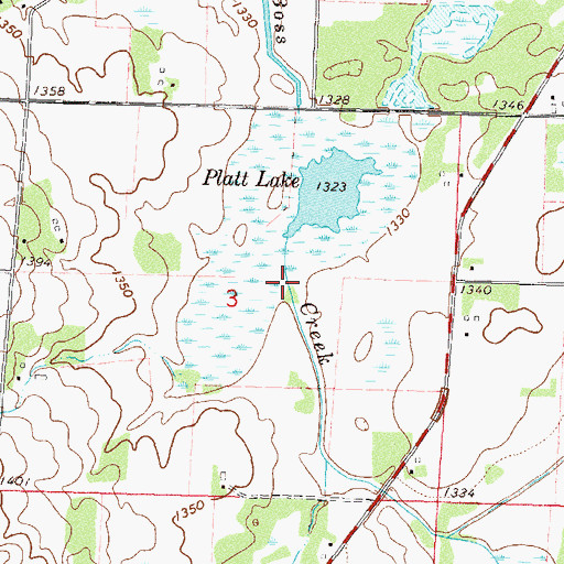 Topographic Map of Boss Creek, MN