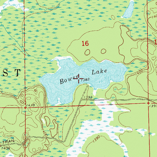 Topographic Map of Bower Lake, MN