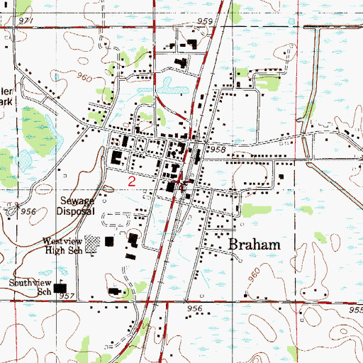 Topographic Map of Braham, MN