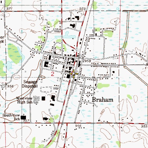 Topographic Map of Braham, MN