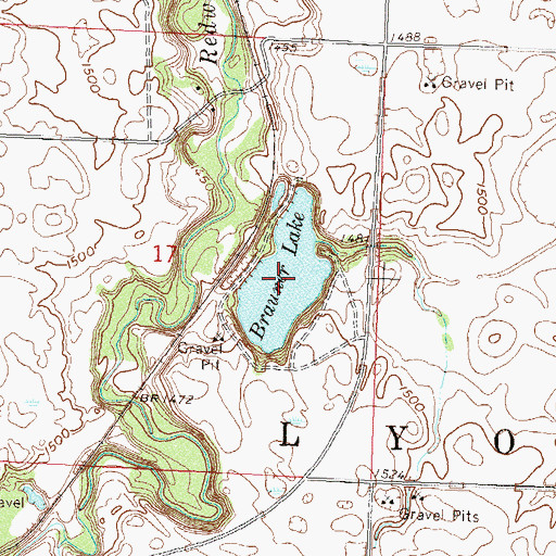 Topographic Map of Brauner Lake, MN