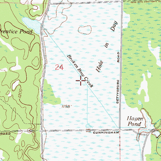 Topographic Map of Broken Bow Creek, MN