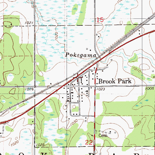 Topographic Map of Brook Park, MN