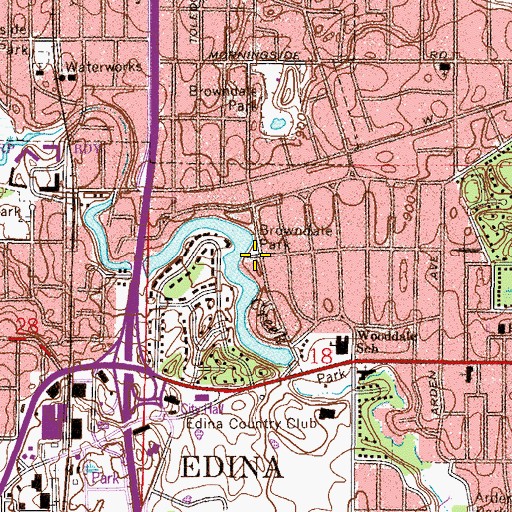 Topographic Map of Browndale Park, MN