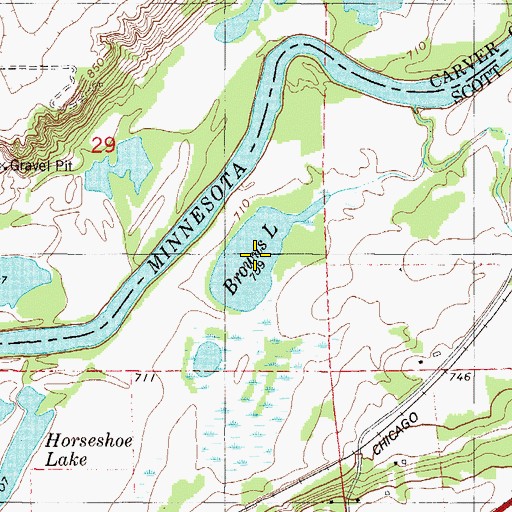 Topographic Map of Browns Lake, MN