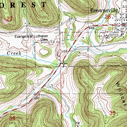 Topographic Map of Brownsville Creek, MN