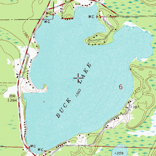 Topographic Map of Buck Lake, MN