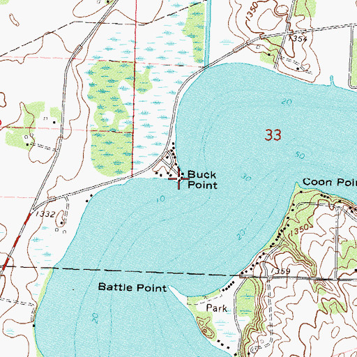Topographic Map of Buck Point, MN