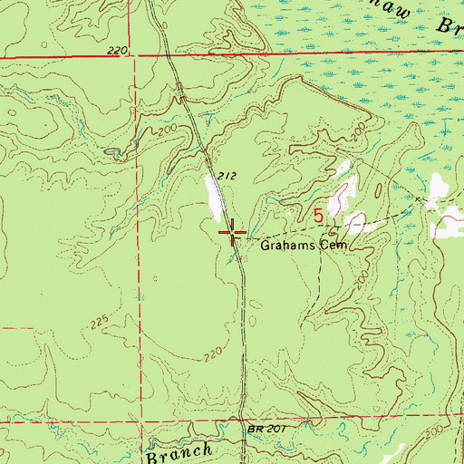 Topographic Map of Grahams Chapel (historical), AR