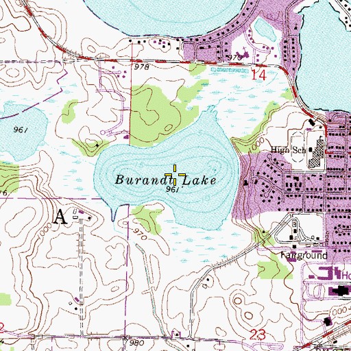 Topographic Map of Burandt Lake, MN