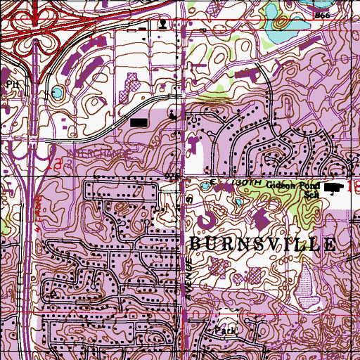 Topographic Map of Burnsville, MN