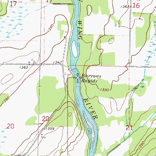 Topographic Map of Burrows Rapids, MN