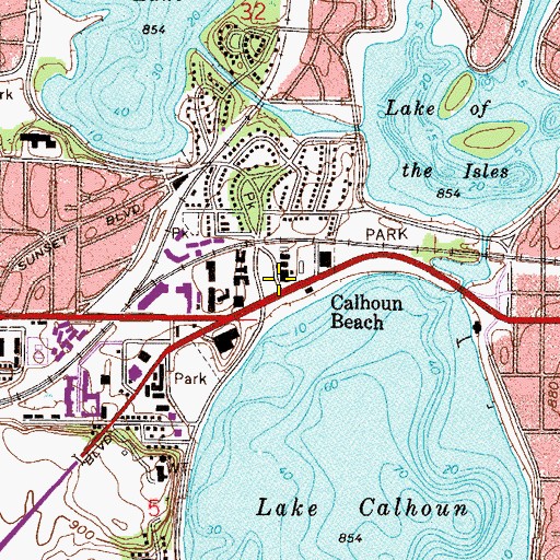 Topographic Map of Calhoun Beach, MN